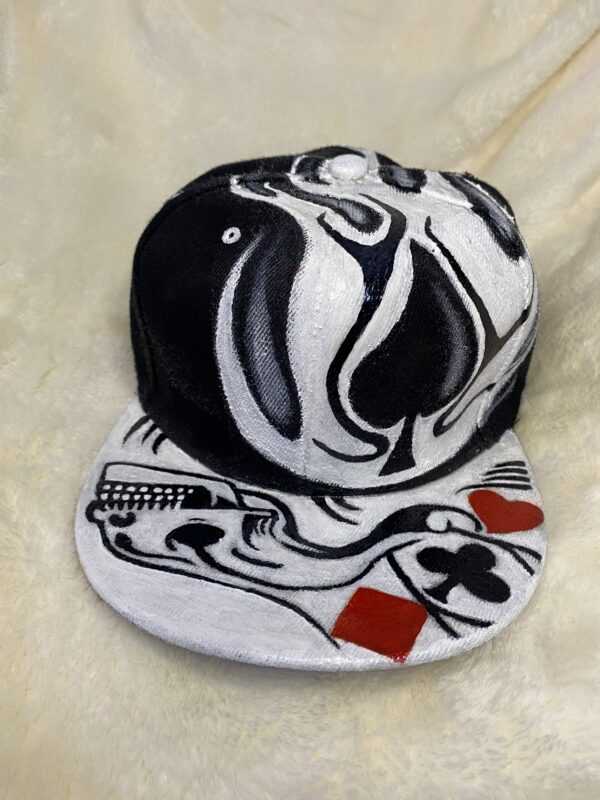 Spade Poker Skull Snapback Cap